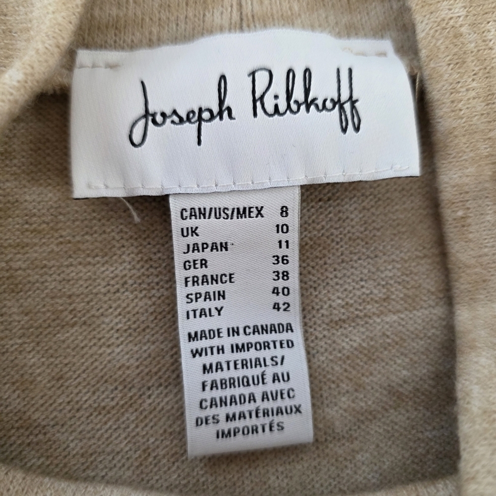 Joseph Ribkoff Colorblock Mock Neck Knit Sweater Tan White Women Size 8 Neutral - Picture 5 of 6